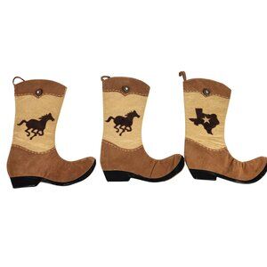 TX Cowboy Boot Christmas Stocking Set of 3   19x 13.5